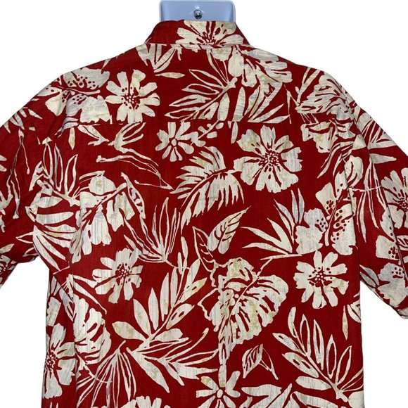 Vintage Cooke Street Hawaiian Shirt Mens XL Orange Floral Aloha Beach Palm Leaf - Picture 7 of 9